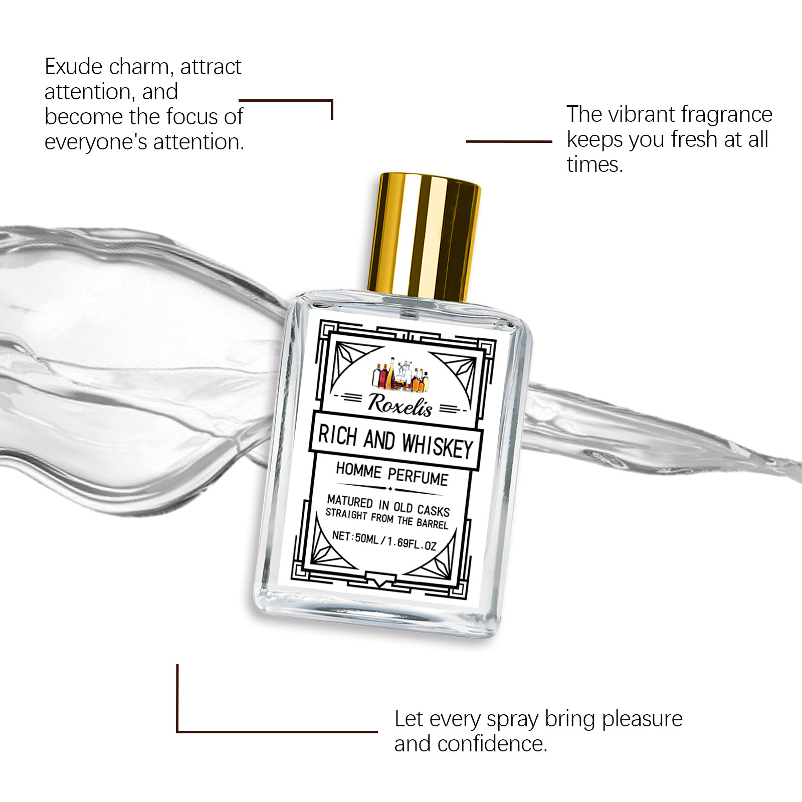Roxelis 50ml Charm Whisky Men' - Perfume Alcohol Fragrance ulasan dan harga
